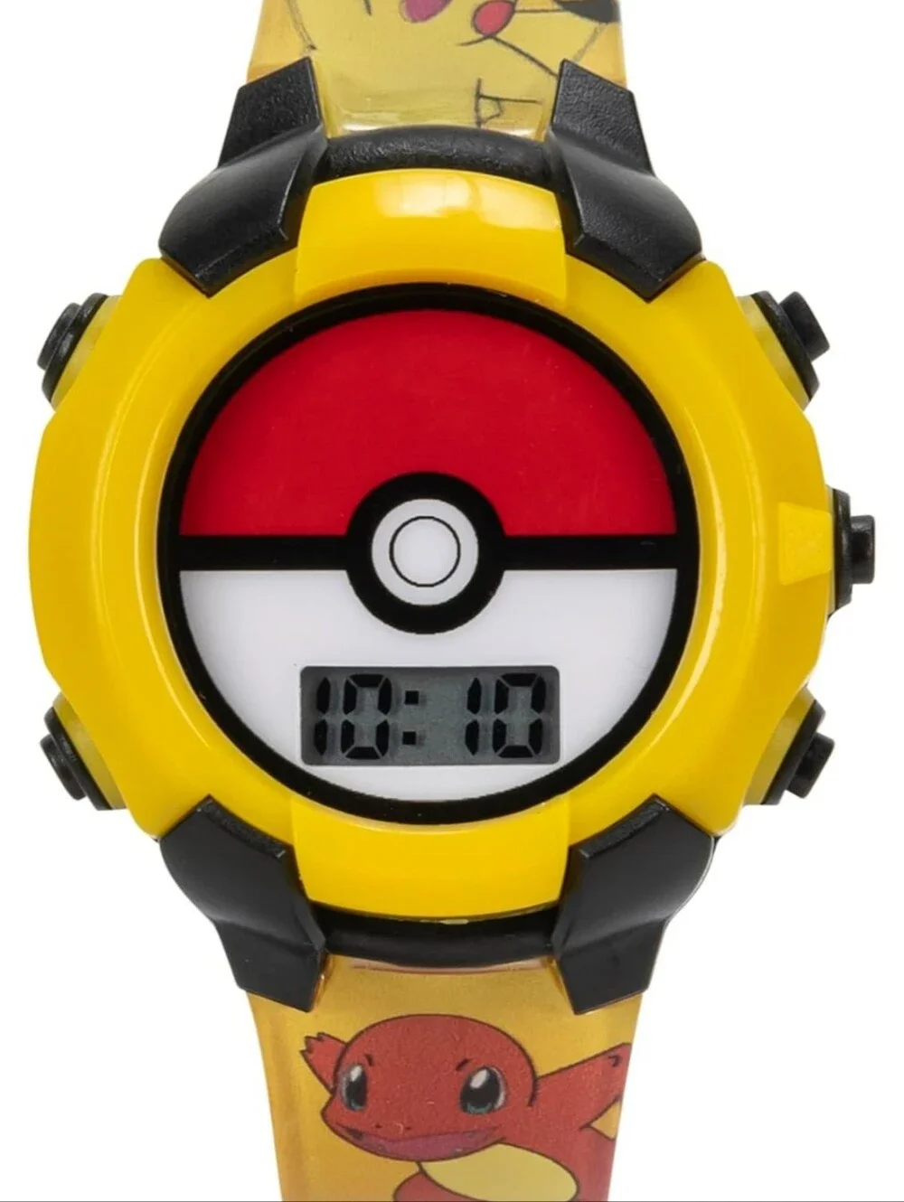 Kids Flashing LCD Watch - Yellow Charmander & Pikachu Design